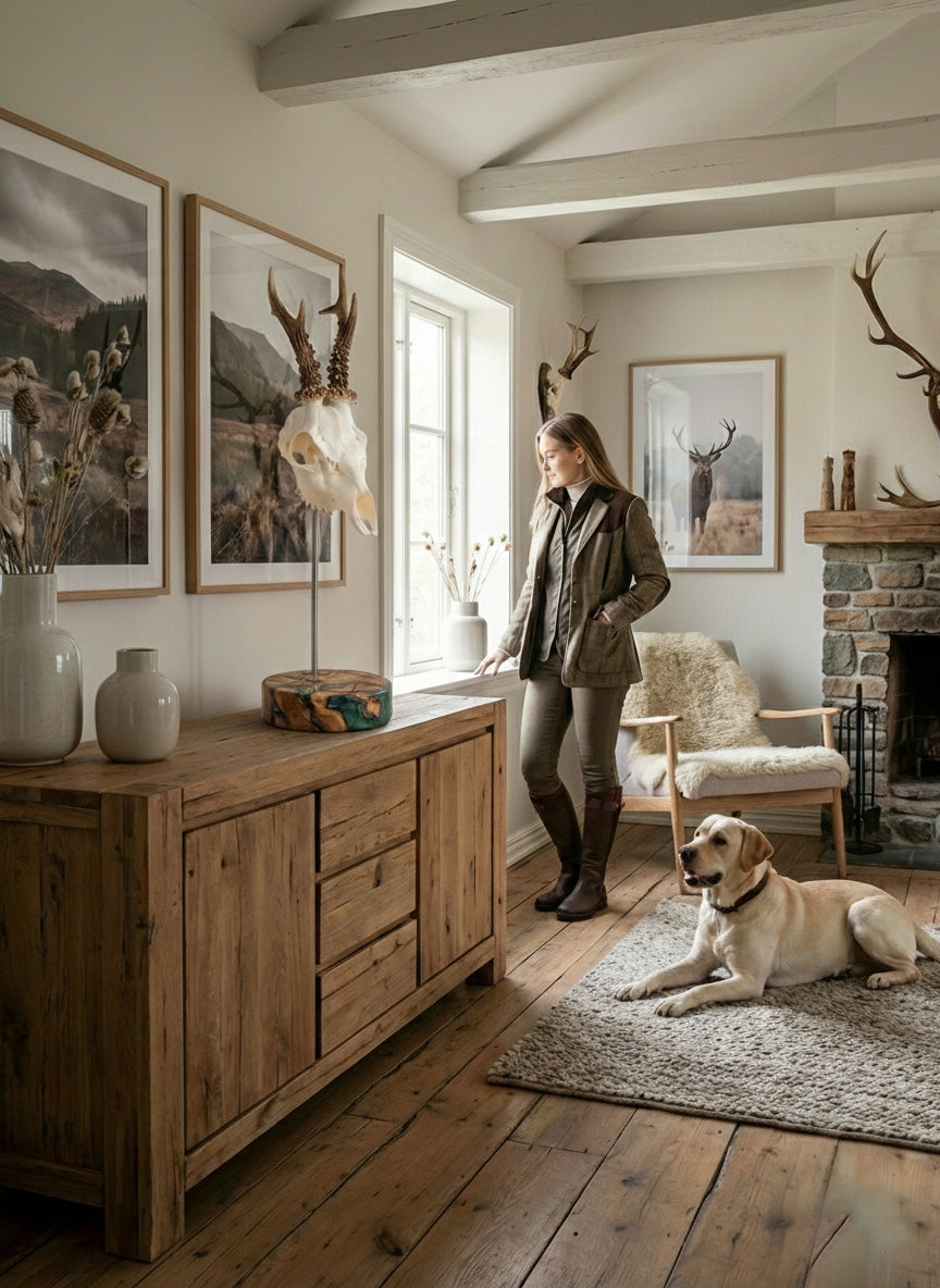 Epoxy Rehbock-Ständer, Eiche mit Epoxidharz