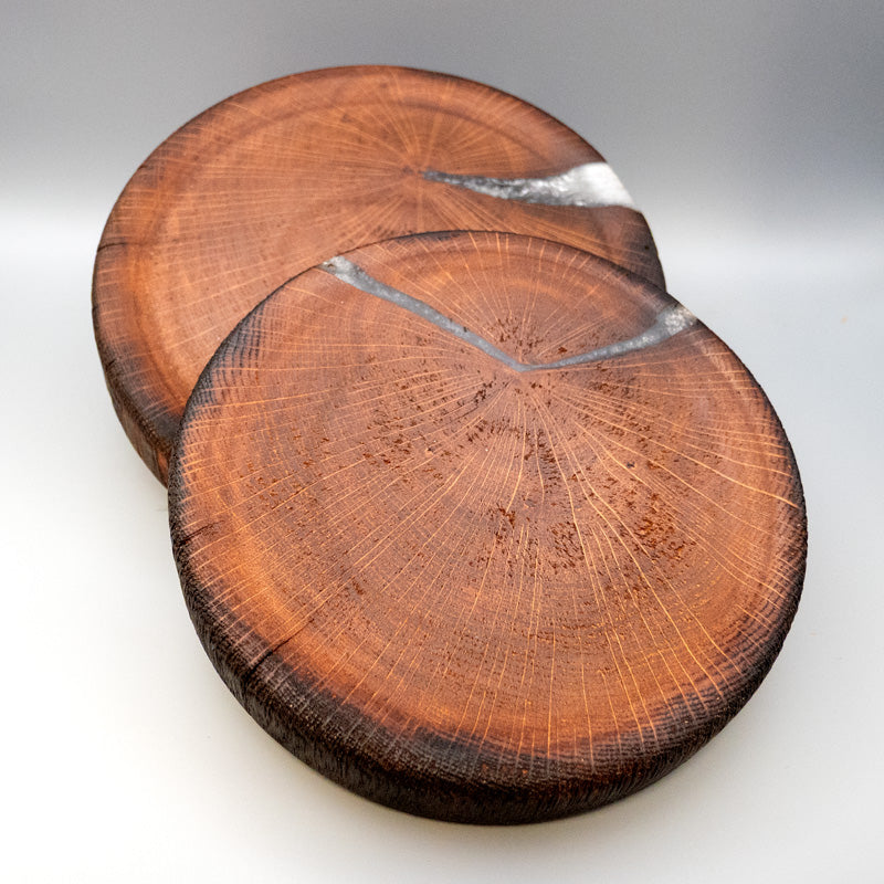 Handgefertigtes Keilerbrett, Eiche Fachwerk geflammt