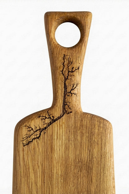 Servierbrett aus Massivholz, Eiche geölt mit Lichtenberg-Figur, besondere Geschenkidee, nicht nur für Jägerinnen &amp; Jäger